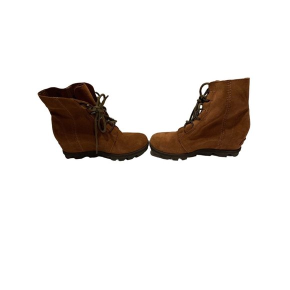 Sorel Joan of Attic Girls Wedge Suede Brown Boots Size 4 - Picture 4 of 6